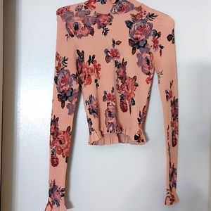 Zara Floral Turtleneck/Barbie core/Sz S/Pink/Cropped/Sexy